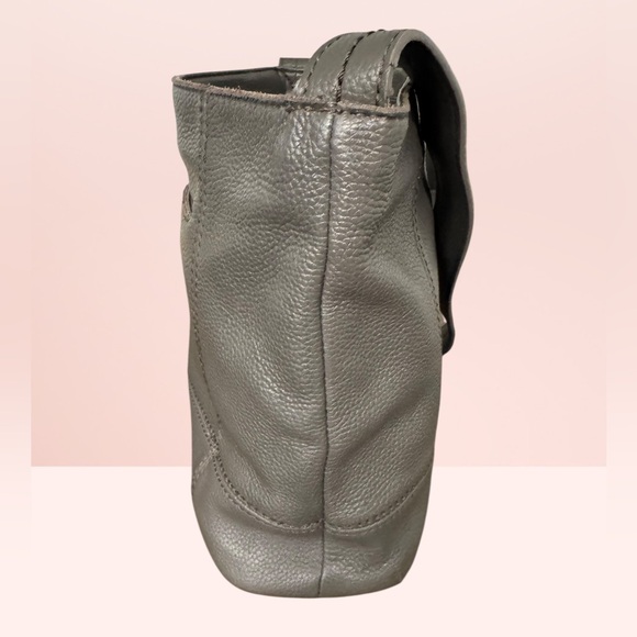 The Sak Pebbled Leather Shoulder Bag Gray Hobo Purse - Picture 4 of 8